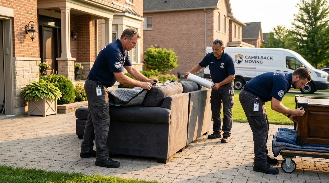 Large estate moving crew wrapping furniture in Princeton, NJ