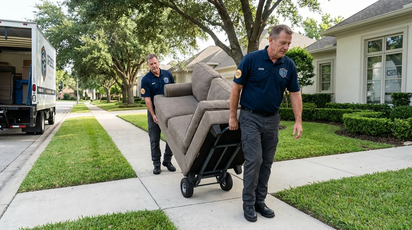 Local residential moving crew loading furniture in Princeton, NJ