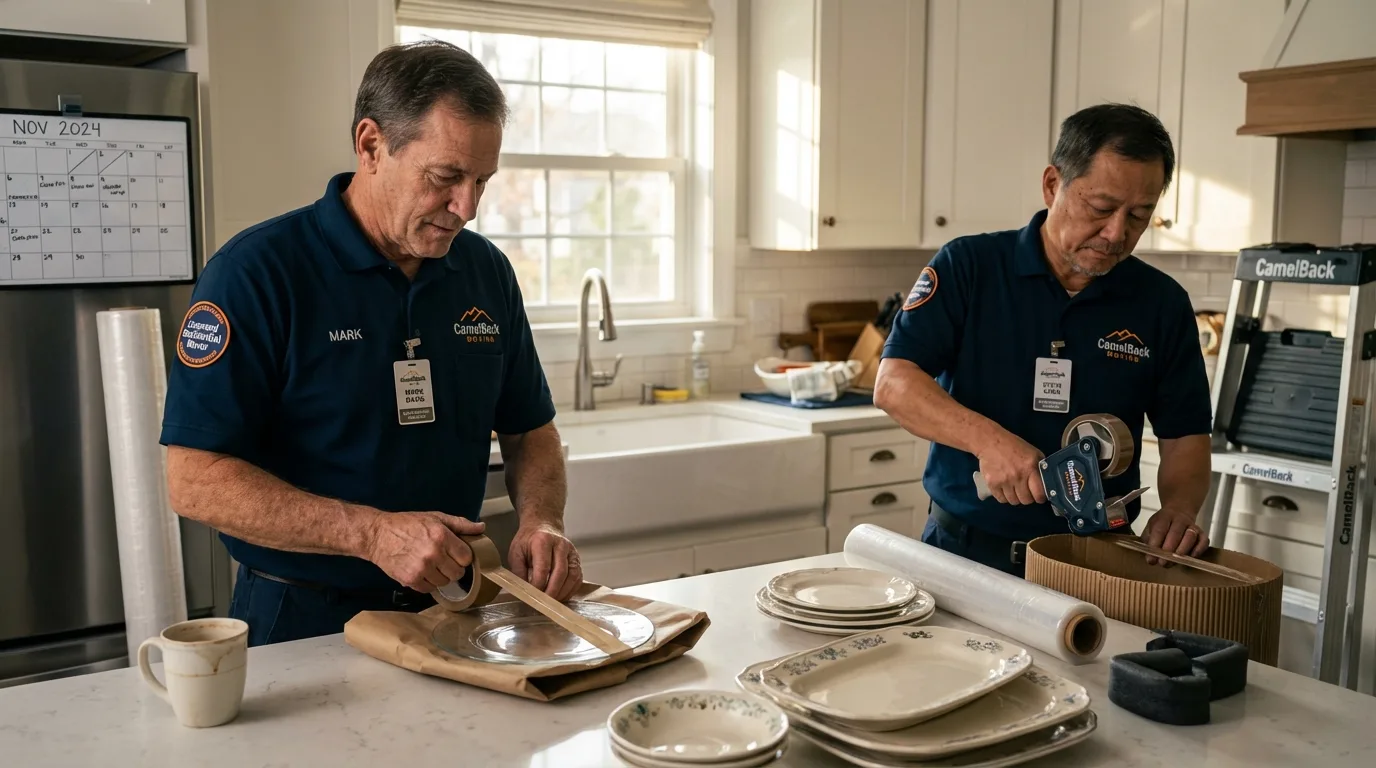 Professional crew packing kitchen dishware in Princeton, NJ