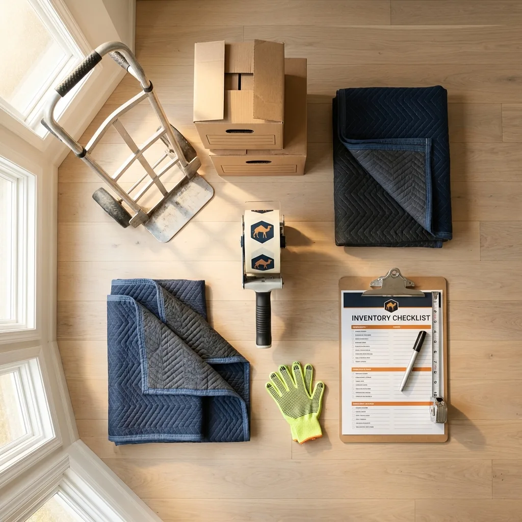 Professional moving supplies and packing materials layout for Princeton residential relocations